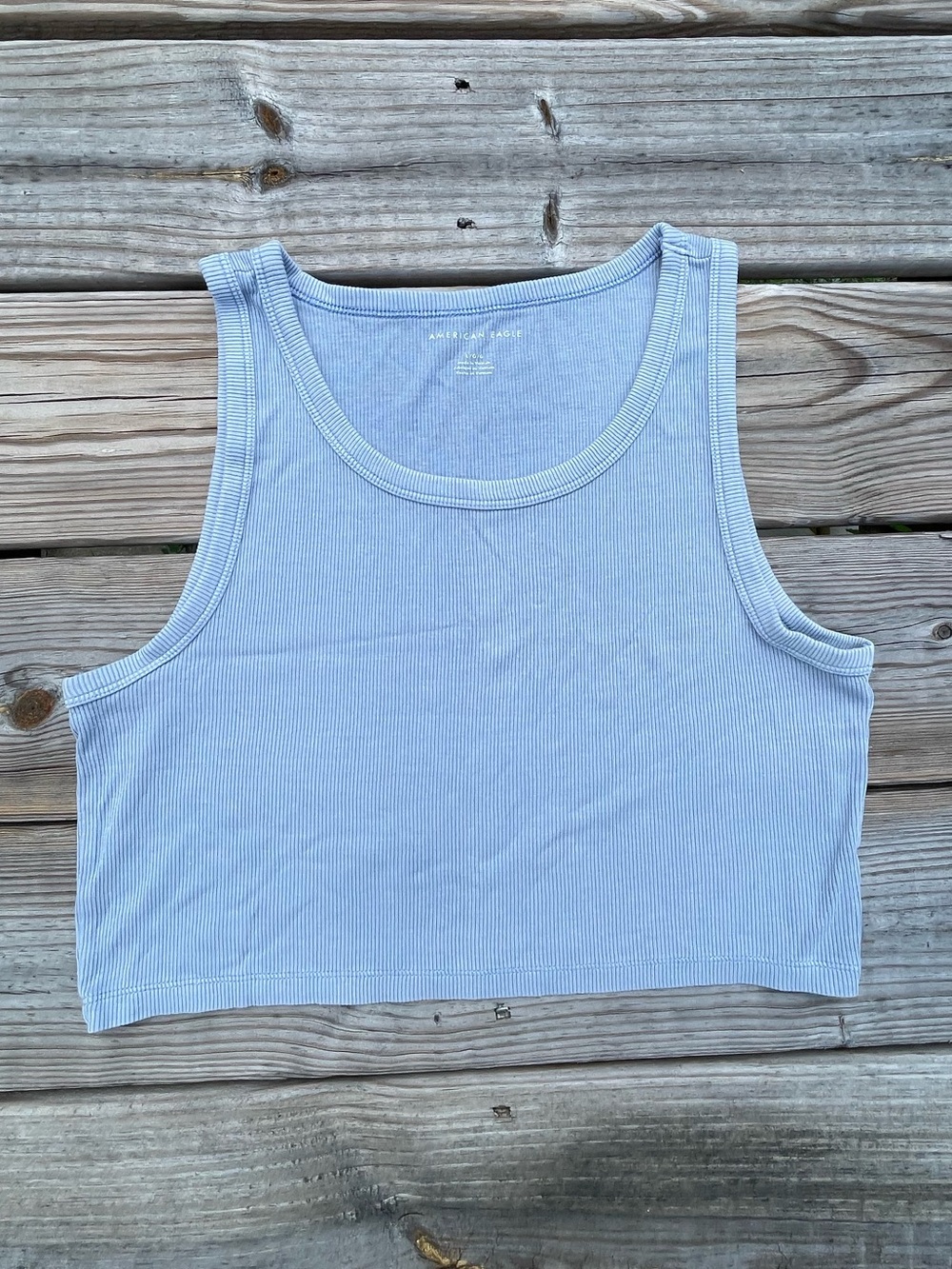 AE coastal blue cropped tank